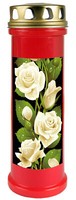 Grabkerze Rot 4-Tage Brenner 100H Grablicht Grableuchte Grablampe Blumen Grab