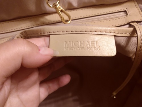 MICHAEL KORS Vanilla Medium Travel Jet Set Gold Studded Tote Shoulder Bag - $598 - Bild 11 von 12