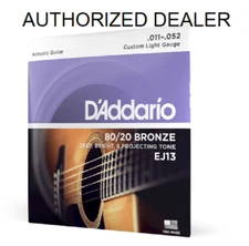 D'Addario EJ13 Acoustic Guitar Strings 80/20 Bronze 11-52 Custom Light