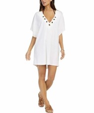 Michael Kors Grommet Tunic Swim Cover-Up White Terry Size XS / S NWT 6113