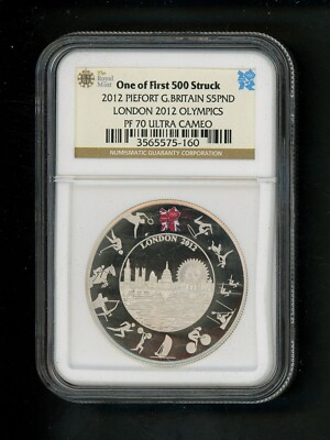 2012 OLYMPICS COUNTDOWN £5 銀貨 NGC PF70UC 2009- 2012 LONDON OLYMPIC COUNTDOWN SILVER PIEFORT NGC PF70 4 COIN