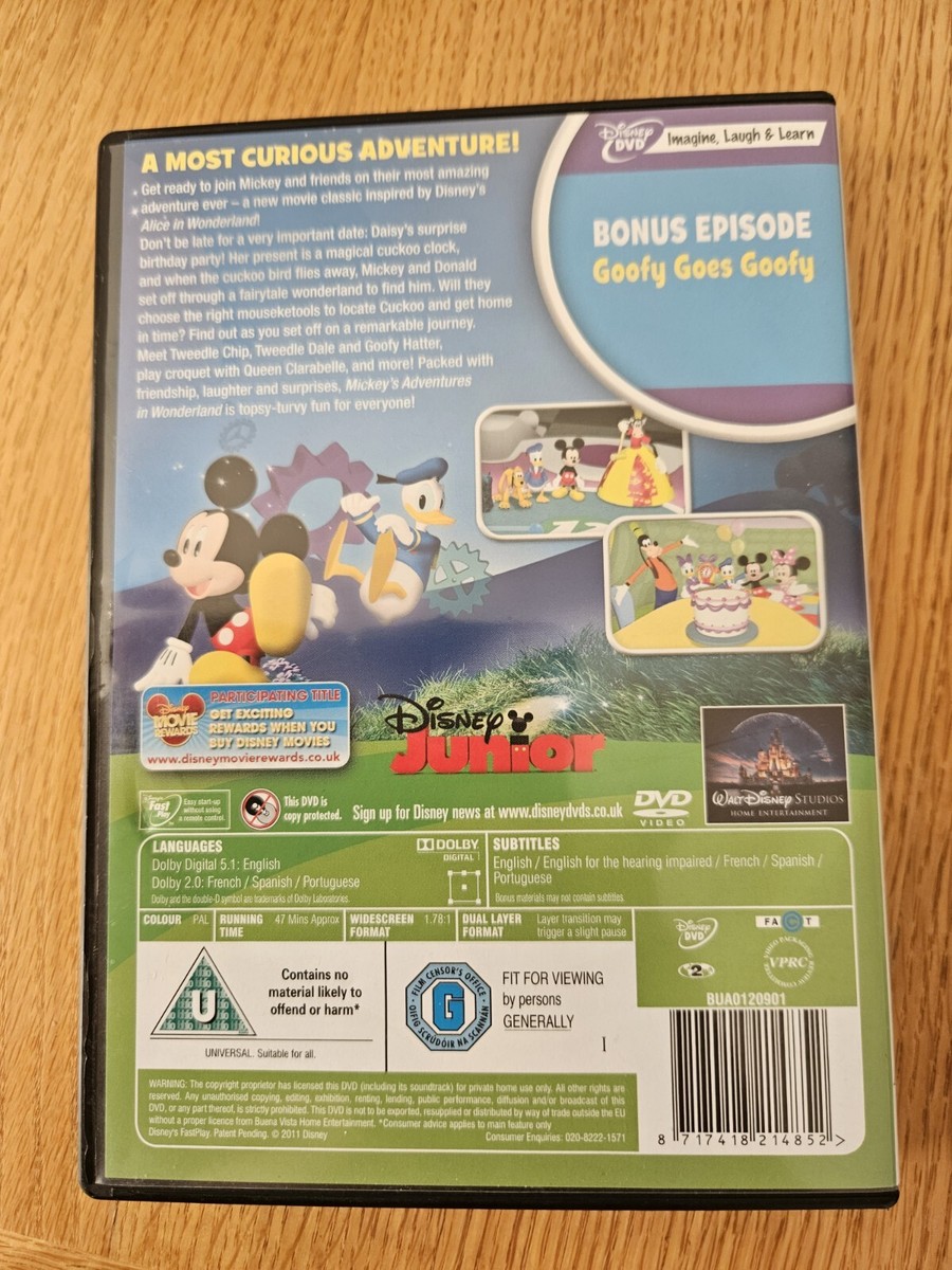 MICKEY MOUSE CLUBHOUSE MICKEY'S ADVENTURES IN WONDERLAND DVD KIDS