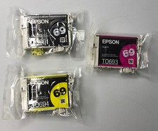 SET of 3 New Genuine SEALED BAG Epson 69 Inkjet Cartridges No Box