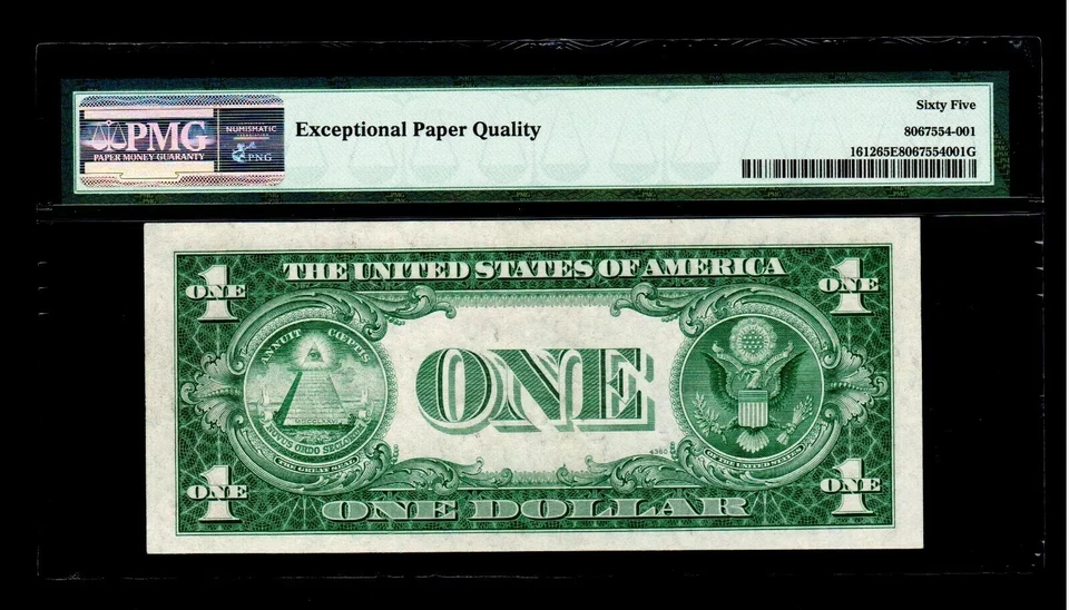 1935-C $1 Silver Certificate currency PMG GEM Uncirculated 65 EPQ (Rare Number) - Image 2 of 2
