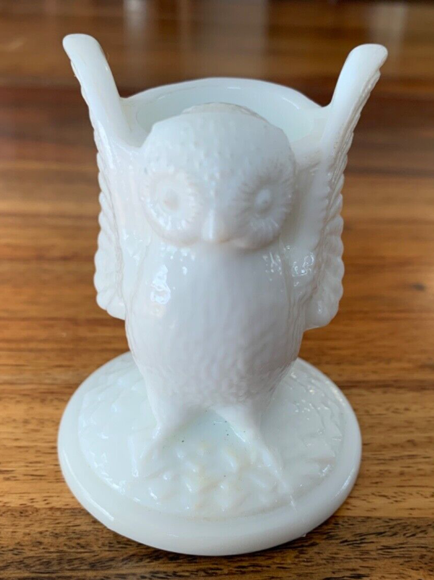 Vintage Westmoreland Milk Glass Owl Toothpick Holder 3” eBay
