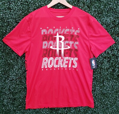 NBA Houston Rockets [VTM6621S] Graphic Big Logo Red T-Shirt Men's Sz L - NEW NWT
