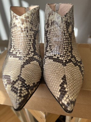 Womens Christian Louboutin Python ankle boots booties kitten heel