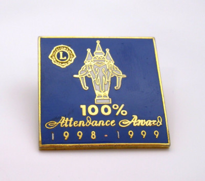 Lions Club 100% Attendance Pin 1998-1999 Kajit Habanananda Erawan Elephant