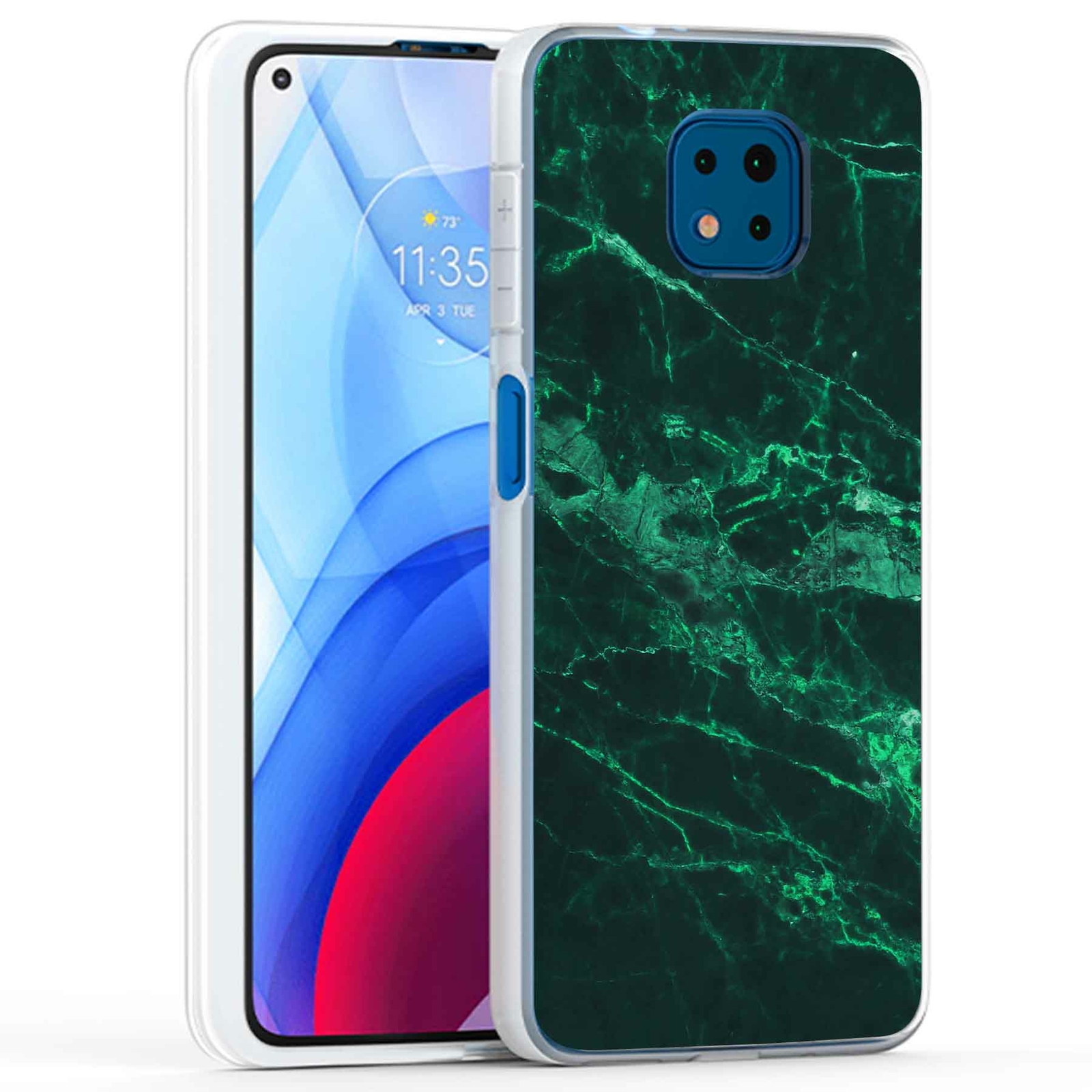 Phone Case Cover for Motorola Moto G Power 2021,Green White Marble Print, USA