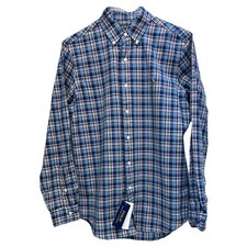 Polo Ralph Lauren Classic Blue Navy Red Plaid Oxford Long Sleeve Shirt 115