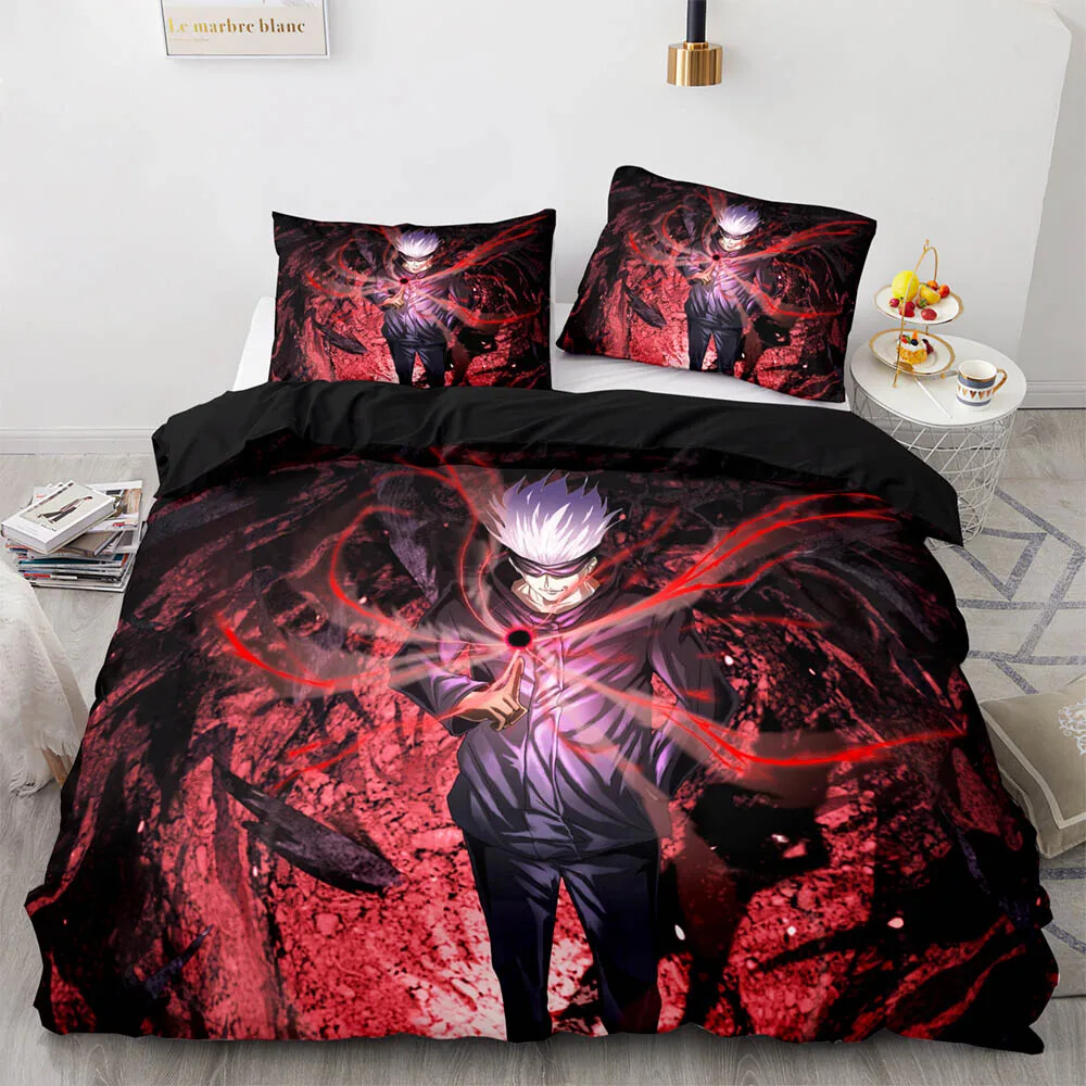 Juego de cama Jujutsu Kaisen Satoru Gojo funda nórdica funda de almohada traje 3 piezas/4 piezas