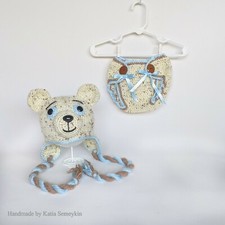 Bear hat and diaper cover, crochet baby boy hat and diaper cover nb-3 mo, 3-6 mo