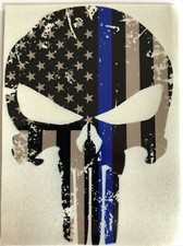 Punisher Skull Blue Line Decal