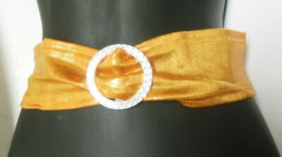Lot of 4  FOIL FAUX BUCKLE SLIP ON BELT PULLUP STRETCH DANCE THEATRICAL DRILL