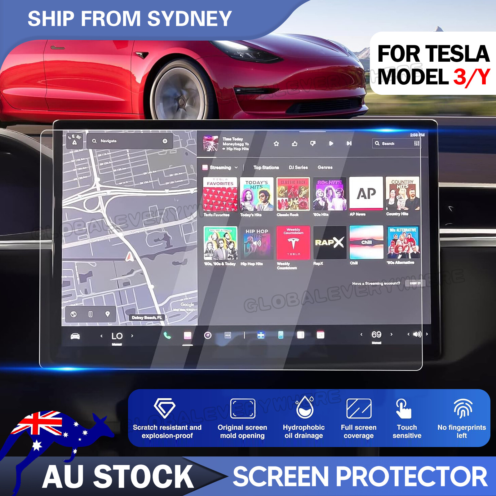 For Tesla Model 3/Y (pre-2024) Touchscreen Tempered Glass Screen Protector 15"