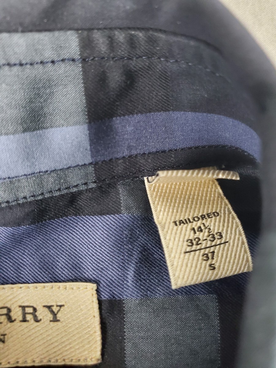 Burberry London Mens Shirt 14.5 32 33 Blue Nova Check Button Burberry London Mens Shirt 14.5 32 33 Blue Nova Check Button