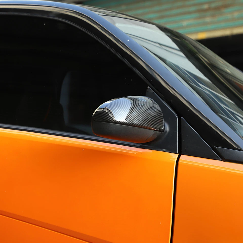 2pcs ABS Carbon Fiber Side view Mirror Trim Cover Fits Smart Fortwo 451 2009-15 - Image 4 of 4