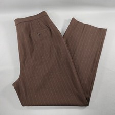 Liz Claiborne Lizsport Brown Pinstripe Pleated Corduroy DresPants Womens Sz 16