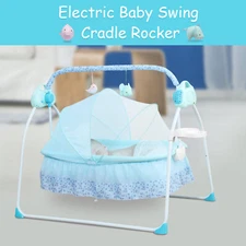 Electric Swing Bed Baby Cradle Crib Infant Rocker Cot w/ Bluetooth 0-18 Months