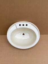 RV/Trailer Oval Lavatory Sink, 20"x17"x7", Off White/Beige, New