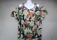 Naif Anthropologie Cold Shoulder Dark Floral Stretchy Top-Size 2X-Whimsigoth