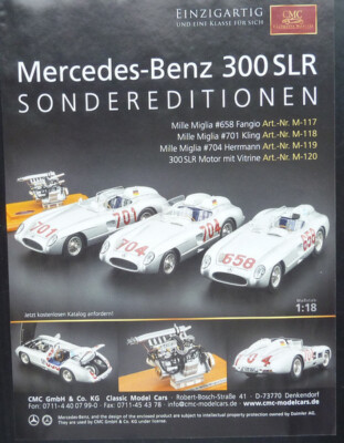 CMC WERBESEITE ...MERCEDES-BENZ 300 SLR  in 1-18....Zeitungsanzeige  1305f