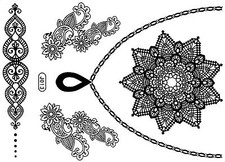 Tattoo Disposable Flash Adhesive Bride Wedding Chain Henna Baptism Party Black