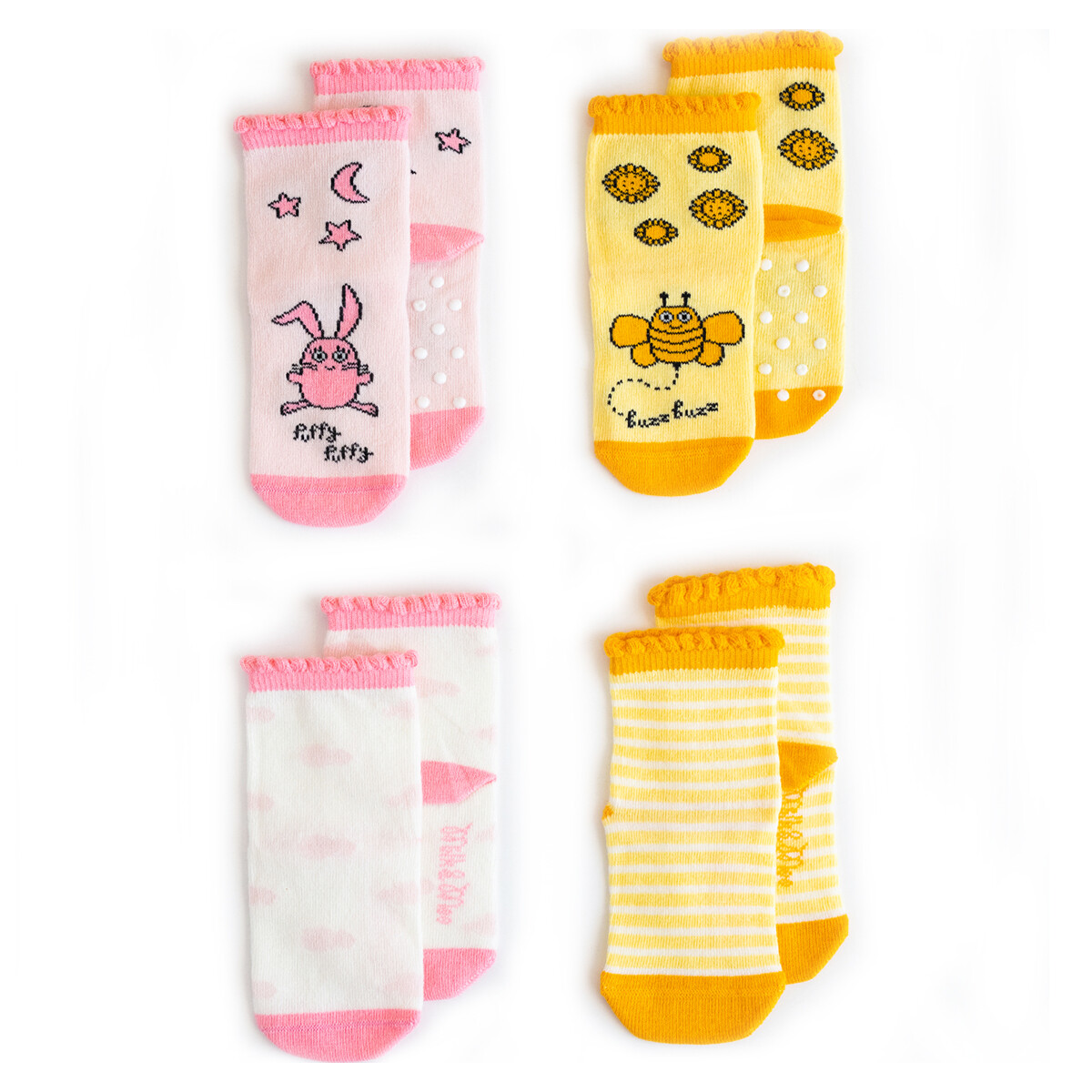 Milk&Moo Buzzy Bee and Chancin 4 Piece Baby Sock Set Milk&Moo Buzzy Bee and Chancin 4 Piece Baby Sock Set
