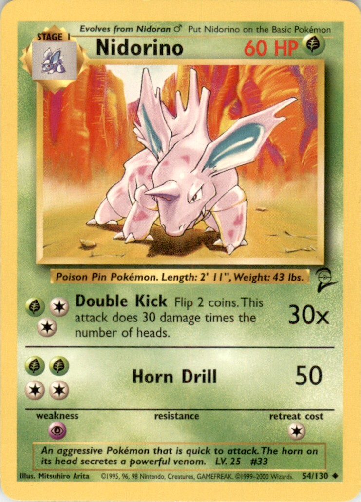 2000 Pokemon Classic - Base Set 2 #54 Nidorino NM-MT