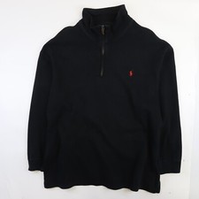 Vintage Polo Ralph Lauren 1/4 Zip Pullover Sweater XL Black
