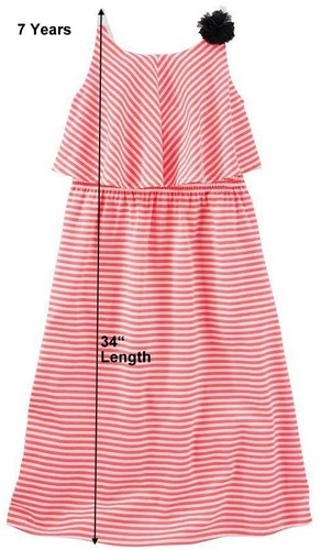 Mädchen MIDIKLEID A-Linie ärmellos Mock Top PINK Streifen Jersey Carters 4-12 Jahre - Bild 9 von 10
