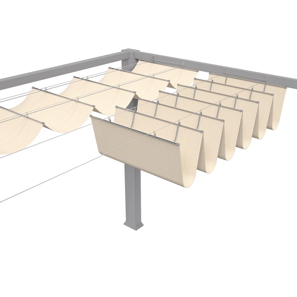 Cubierta de toldo retráctil de 3' sombra ondulada refugio patio exterior toldo con alambre de acero Foto 4 de 4