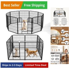 Dog Playpen Indoor, Metal 40 Inch 8 Panels Foldable Pet Fence with Door, Outd...