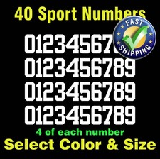 0-9 Numbers Vinyl Sticker Decal Sheet 40 ea Select Size Color Sport Font - YRBF
