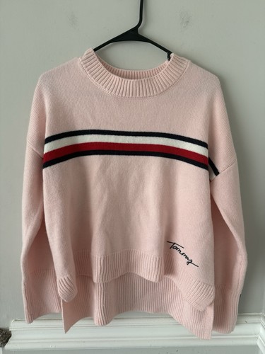Tommy Hilfiger Women’s Vintage Sweater Small Pink with Name On It Long Sleeve