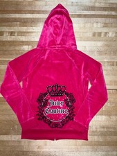 Women's Juicy Couture Velour Hoodie, Size M, Pink and Black