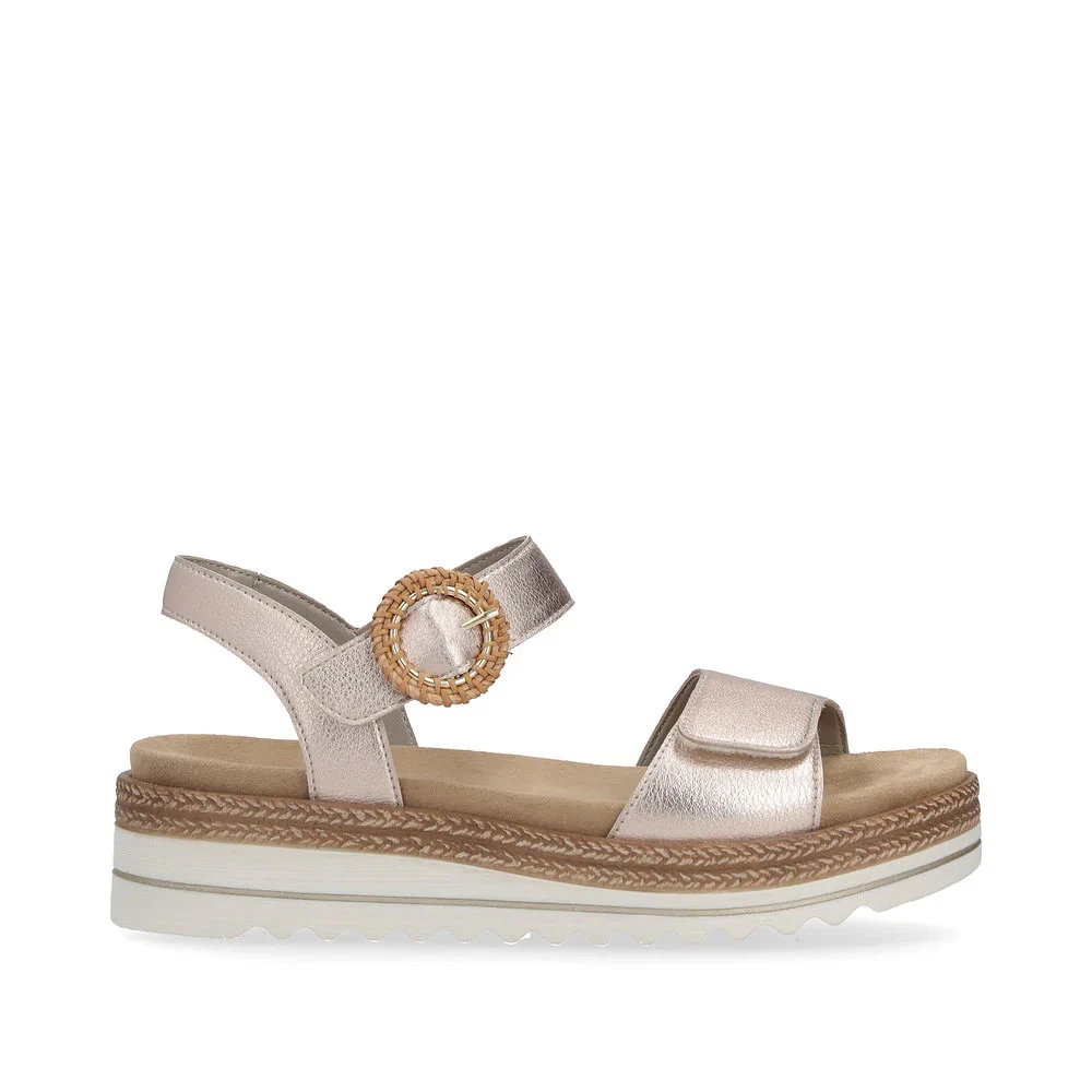 Remonte D0Q52 copper metallic leather walking sandals with funky platform sole