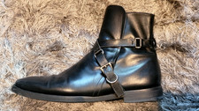 Prada Men's Jodhpur Ankle Boots Black Calfskin Leather Gothic Chic US 9.5, US 10