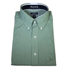 Club Room Men's Regular Fit Pinpoint check Dress Shirt amazon green 17 32-33 60
