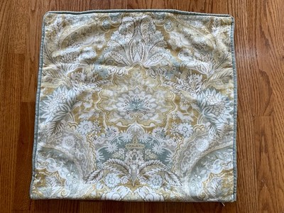 Pottery Barn Celeste Pillow Cover Yellow Gray Floral Damask 20 x20  Linen Blend