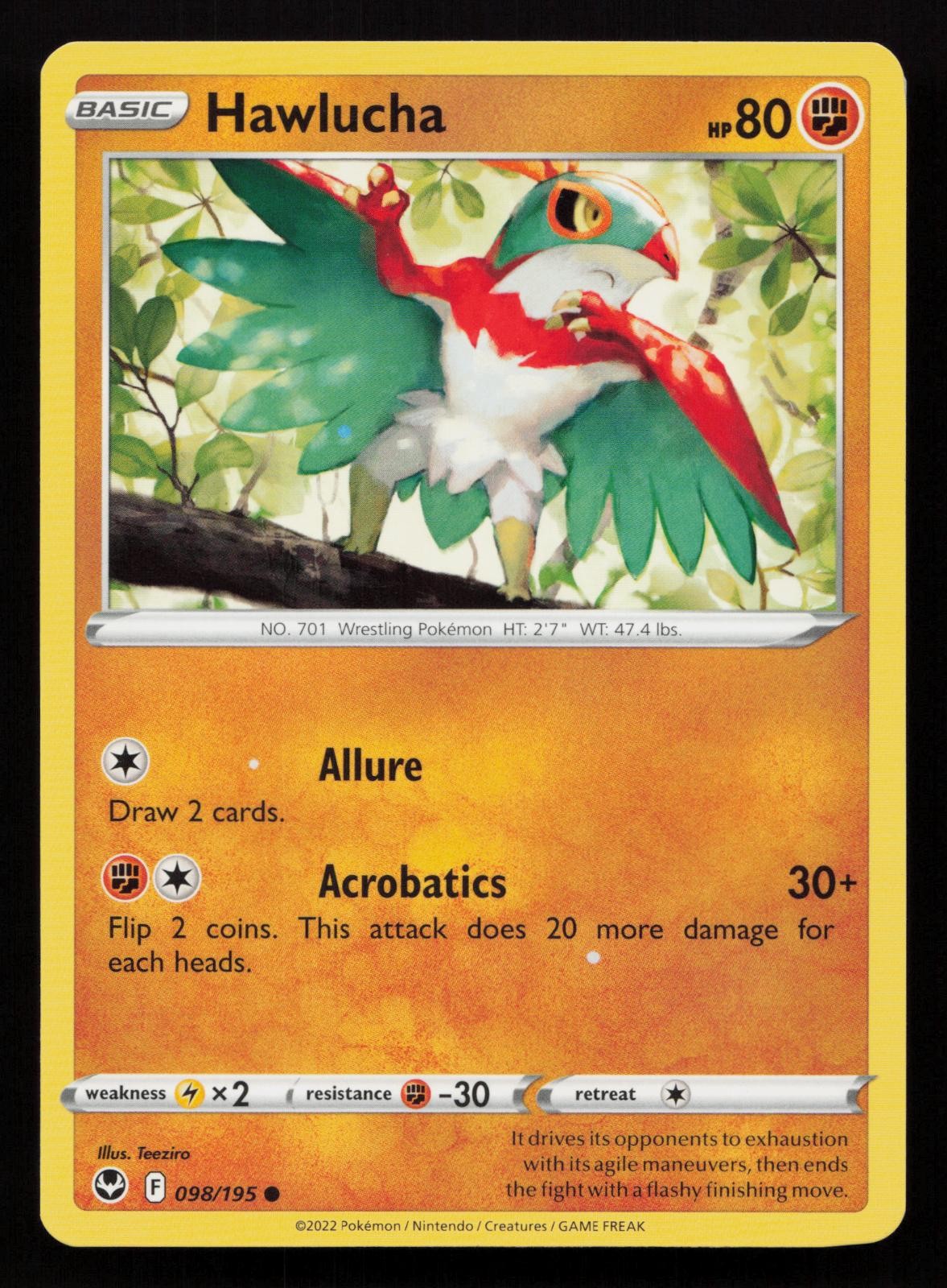 Hawlucha 098/195 Common Silver Tempest Pokemon LP