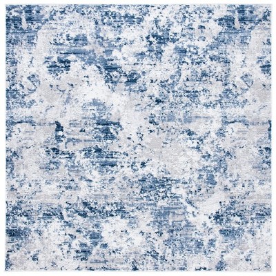 SAFAVIEH Amelia Collection 6'7'' Sq Navy/Grey Modern Abstract Area Rug