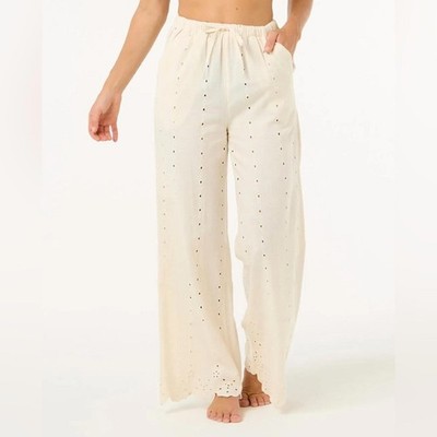 Rip Curl San Carlos La Joya Pants Beige Size Small  Wide Leg High Rise NWOT