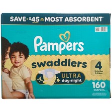 Pampers Swaddlers Ultra Day  Night Diapers, 160ct, Size 4 15-34lbs 