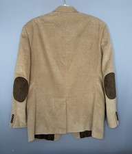 Chaps Blazer Mens 42R Beige Corduroy Two Button Elbow Patch Sport Coat Jacket