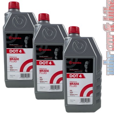 Brembo Bremsflüssigkeit DOT 4 3x 1L Premium Brake Fluid Auto Motorrad
