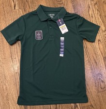 NWT Izod Boys Polo Shirt M 10/12   Green School Uniform UPF 50 Moisture Wicking