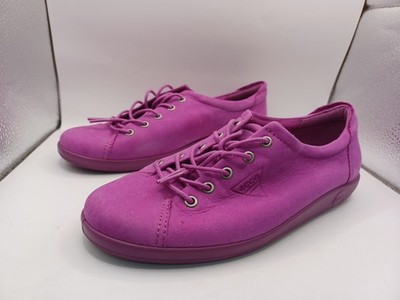 Pre-Owned ECCO Soft 2.0 Lace-Up Sneakers-Purple Womens Size 7/7.5 US