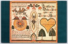 PENNSYLVANIA DUTCH FRAKTUR Folk Art Postcard Barbara Weber 1822 Bookplate