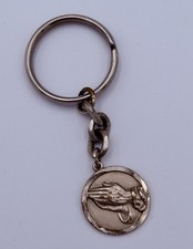 Vintage Serenity Prayer Keychain Praying Hands Religious Medal Silver Tone